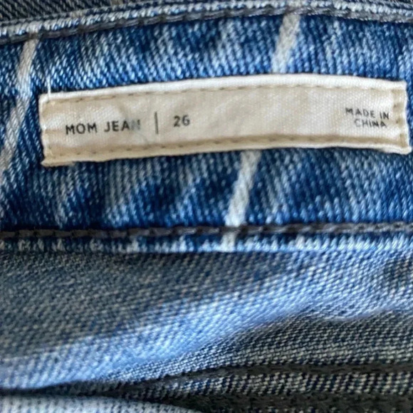 PACSUN Window Pane Striped High Rise Mom Jeans Straight Leg Cotton Denim Size 26 - Picture 9 of 10